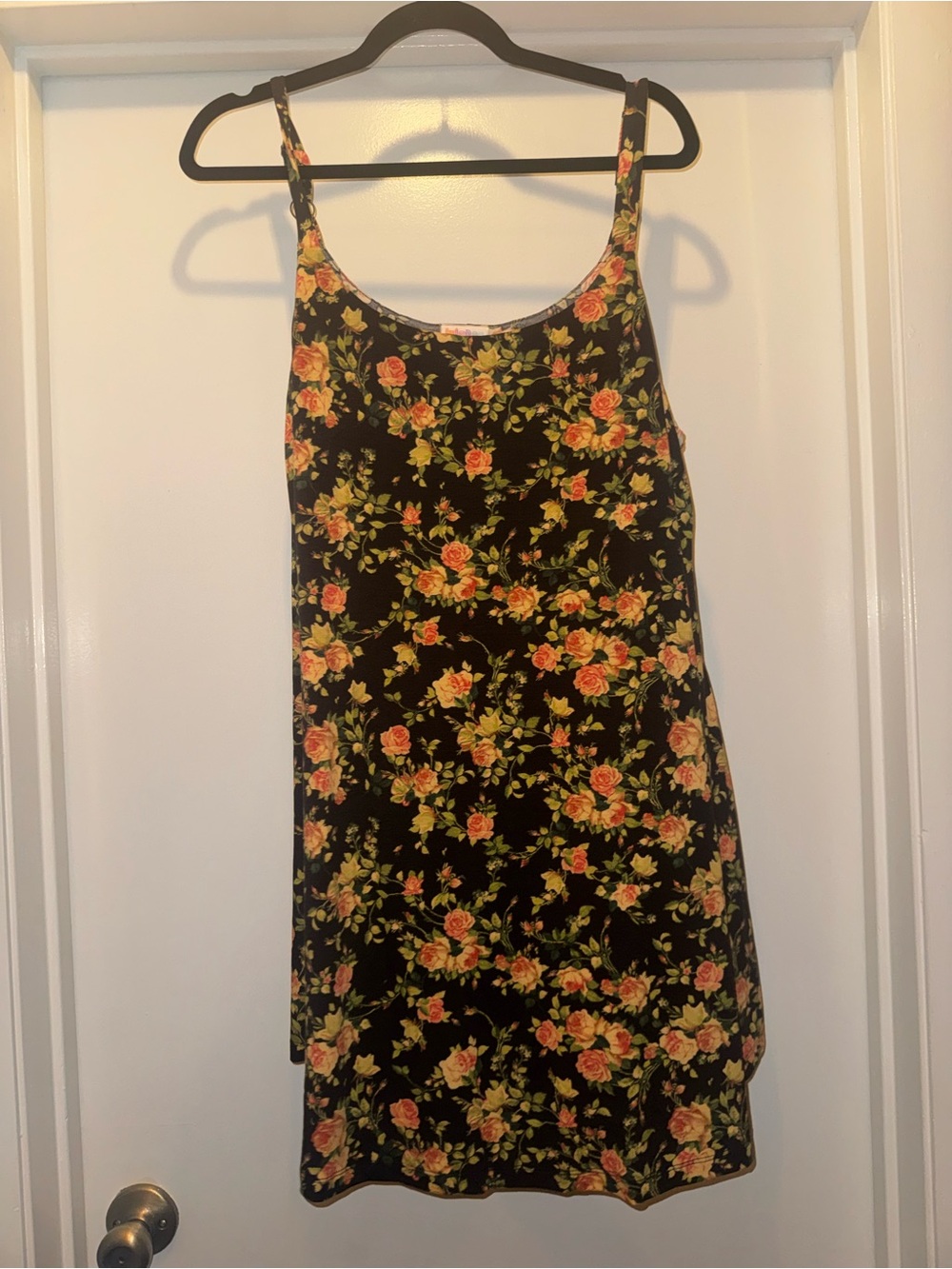 LuLaRoe Black Lynn Romper Dress with Yellow and Pink Floral Print